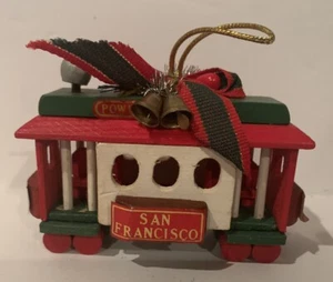 Wooden Powell & Market San Francisco Trolley Street Car Wood Christmas Ornament - Picture 1 of 6