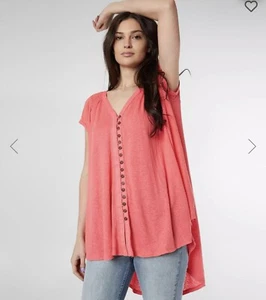 Free People Highlander Women’s SMALL Coral Flowy Top - Picture 1 of 10