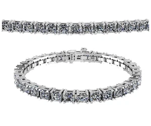 925 Sterling Silver Gold Plated Pure Brilliance CZ Asscher Cut Tennis Bracelet - Bild 1 von 12