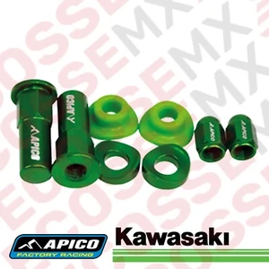 KAWASAKI KX250F/KX450F APICO Rim Lock Nuts Wheel Bling Kit Black Dust Caps - Picture 1 of 4