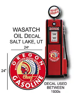 24" RED CHIEF OREGON GASOLINE DECAL GAS AND OIL GAS PUMP, SIGN, WALL ART STICKER - Picture 1 of 1