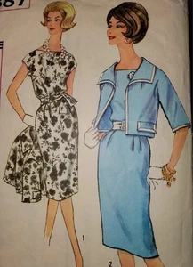1960s Vintage Ladies SLIM-LINE Dress & Jacket *Sz16 B36" #197 - Picture 1 of 3