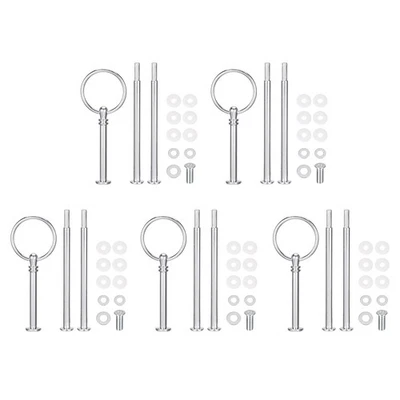 5 Set Cake Tray Stand Handle Plate Hardware Fitting, 3-Tiers Round Silver - image 1 of 4