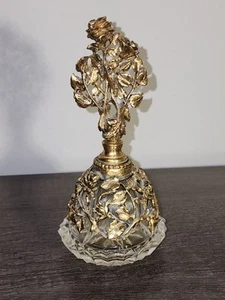 Bottiglia profumo vintage Matson oro Ormolu rosa vetro floreale - Foto 1 di 14