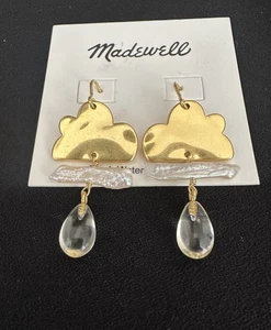 Orecchini Madewell Nuvola con Goccia di Pioggia/Perla Naturale/Oro Opaco - Foto 1 di 6