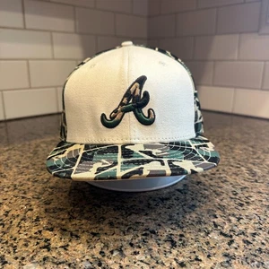 Vtg Atlanta Braves New Era 59Fifty Camo Hat Cap 7 7/8 Wool Blend Made in USA - Picture 1 of 12