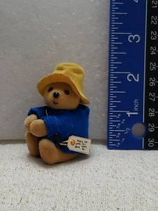 Paddington Bear Yellow Hat Blue Coat Sears Vintage with Tag 2.5" - Picture 1 of 4