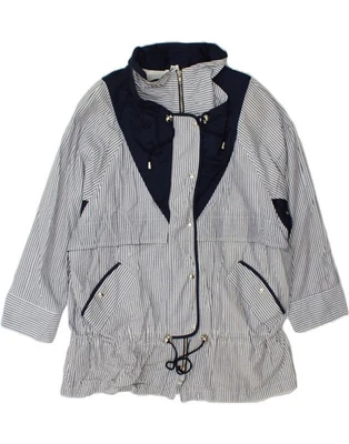 BONITA Womens Windbreaker Jacket EU 42 Large Navy Blue Striped Polyester BC05 - Image 1 of 4