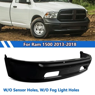 Black Steel Front Bumper Face Bar For 2013-2018 Ram 1500 W/O Sensor Fog Lights - Image 1 of 4