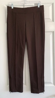 Ralph Lauren Active Pants Womens PM Brown Knit Zip Ankle Stretch Pull On Pleated - Image 1 of 4