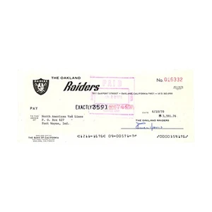 Cheque firmado autografiado de Al Davis Oakland Raiders con fecha 10 de junio de 1978 (JSA LOA - Imagen 1 de 4