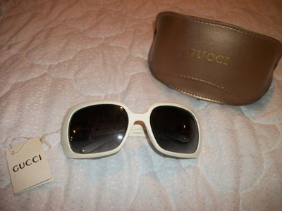 NUEVO CON ETIQUETAS Vintage Gucci marco blanco con lentes marrones con serie # y modelo en brazo con etiqueta Foto 1 de 4