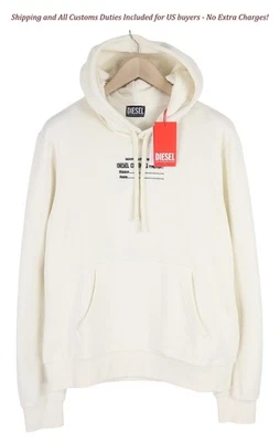 DIESEL S-Ginn-Hood-C7 мужчин толстовка с капюшоном XL с белый пуловер кенгуру карман RRP €150 - Изображение 1 из 4