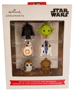 Hallmark Star Wars 6 Pack Miniature Mini Ornaments Yoda Porg BB8 R2-D2 - Bild 1 von 9