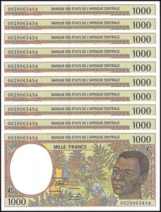 Central African States - Congo 1000 Francs, 2000, P-102Cg, UNC X 10 PCS - Picture 1 of 2