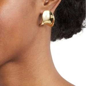 Pendientes Argento Vivo Tono Dorado Escultural Onda Moderno Chic Distintivo Joyería - Imagen 1 de 5