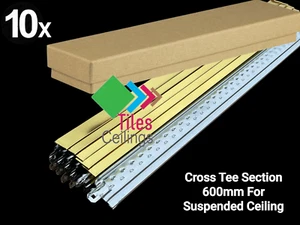 10x T-shirt Sezione Croce Oro, 600 mm x 24 mm, Sistema Griglia Soffitto Sospesa T600 - Foto 1 di 2