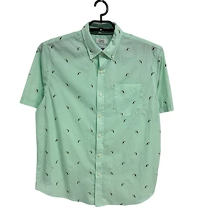 Croft&Barrow easy car Men's shirt light green Pelican print short sleeve size L - Picture 1 of 11