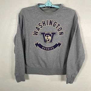 Washington Huskies Sweater Mens Large Gray Adidas Sweatshirt Crew Neck Pullover - Picture 1 of 10