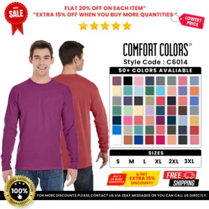 Comfort Colors 6014 Adult Cotton Ringspun Long Sleeve Garment Dyed RS T-Shirt - Picture 1 of 44
