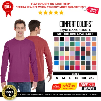 Camiseta Comfort Colors 6014 Adulto Algodón Hilado en Anillos Manga Larga Prenda Teñida RS Foto 1 de 2