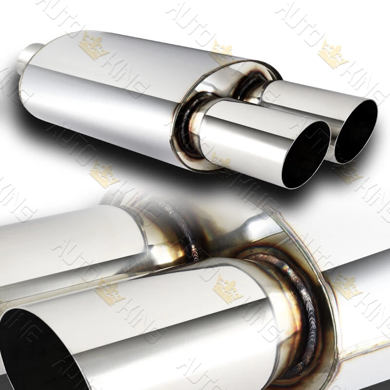 SILENCIADOR RESSONADOR DE ESCAPE UNIVERSAL 3" PONTA INCLINADA DUPLA 2,5" ENTRADA AÇO INOXIDÁVEL - Imagem 1 de 4