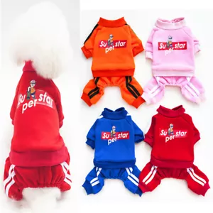 Pet Dog Hoodie Warm Jumpsuit 4 Legs Coat Sweatshirt Sports Puppy Winter Outfits - Picture 1 of 17