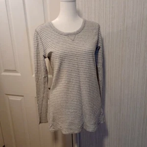 Top de algodón para mujer GAP talla M gris blanco a rayas manga larga pulóver informal usado en excelente estado - Imagen 1 de 13