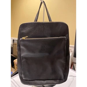 Vera Pelle Leather Backpack Convertible Shoulder Bag Travel Casual Daypack Black - Picture 1 of 8