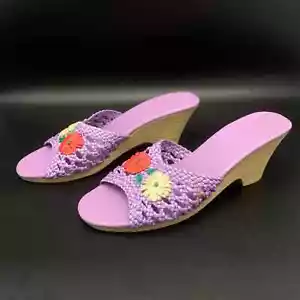 Vintage Floral Raffia Sandals Heels - Picture 1 of 10