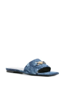 Versace Medusa Denim Flat Slide Sandals Size 36 MSRP: $695.00 - Picture 1 of 4