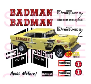 Badman 55 Chevy Gasser Wasserrutsche Aufkleber Maßstab 1:24 - Bild 1 von 7