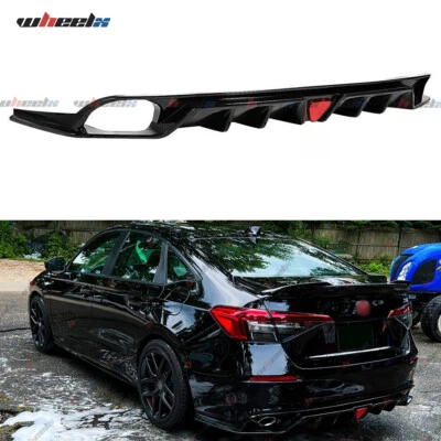 FOR 2022-2025 HONDA CIVIC MC STYLE FE180 GLOSS BLACK REAR DIFFUSER W/ LED LIGHTS - Image 1 of 4
