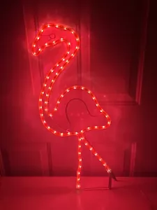 Pink Flamingo Rope Light Outdoor Yard Art Display 24" Club Tropical Florida - Picture 1 of 4