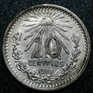 1907-Mo 10 Centavos Mexico Republic Gem Brilliant Uncirculated Silver Coin - Picture 1 of 8