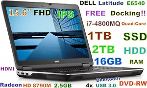 DELL Latitude E6540 i7-Quad (1TB SSD + 2TB HDD) DVDRW 16GB 15.6" FHD HDMI + Dock - Picture 1 of 12
