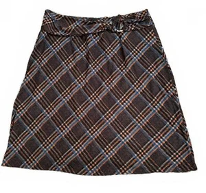 NEW Robert Louis Skirt 3X 22W 24W Plaid Brown Black Blue Soft Polyester Spandex - Picture 1 of 7