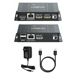 HDMI KVM Extender with USB KVM Control RJ45 60m over cat5e/6 Mouse Keyboard - Afbeelding 1 van 16
