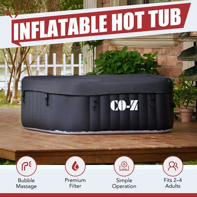 CO-Z 4 Person Inflatable Hot Tub Spa w Bubble Jets Blow Up Indoor Outdoor Sauna