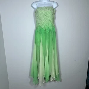 Vintage Cache Damen Y2K Fairy Kleid Gr. 10 Perlen Abschlussball Taschentuch Seide Pastellgrün - Bild 1 von 15