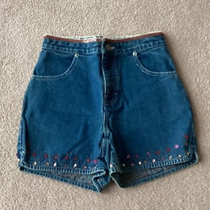 GAP GIRLS DENIM SHORTS, 12, FOUR POCKET, SEQUINED AND BEADED TRIM, ZIP FLY - Picture 1 of 4
