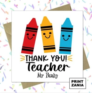Personalised Teacher Card Thank you Childminder Teaching Assistant Nursery AWS - Picture 1 of 6