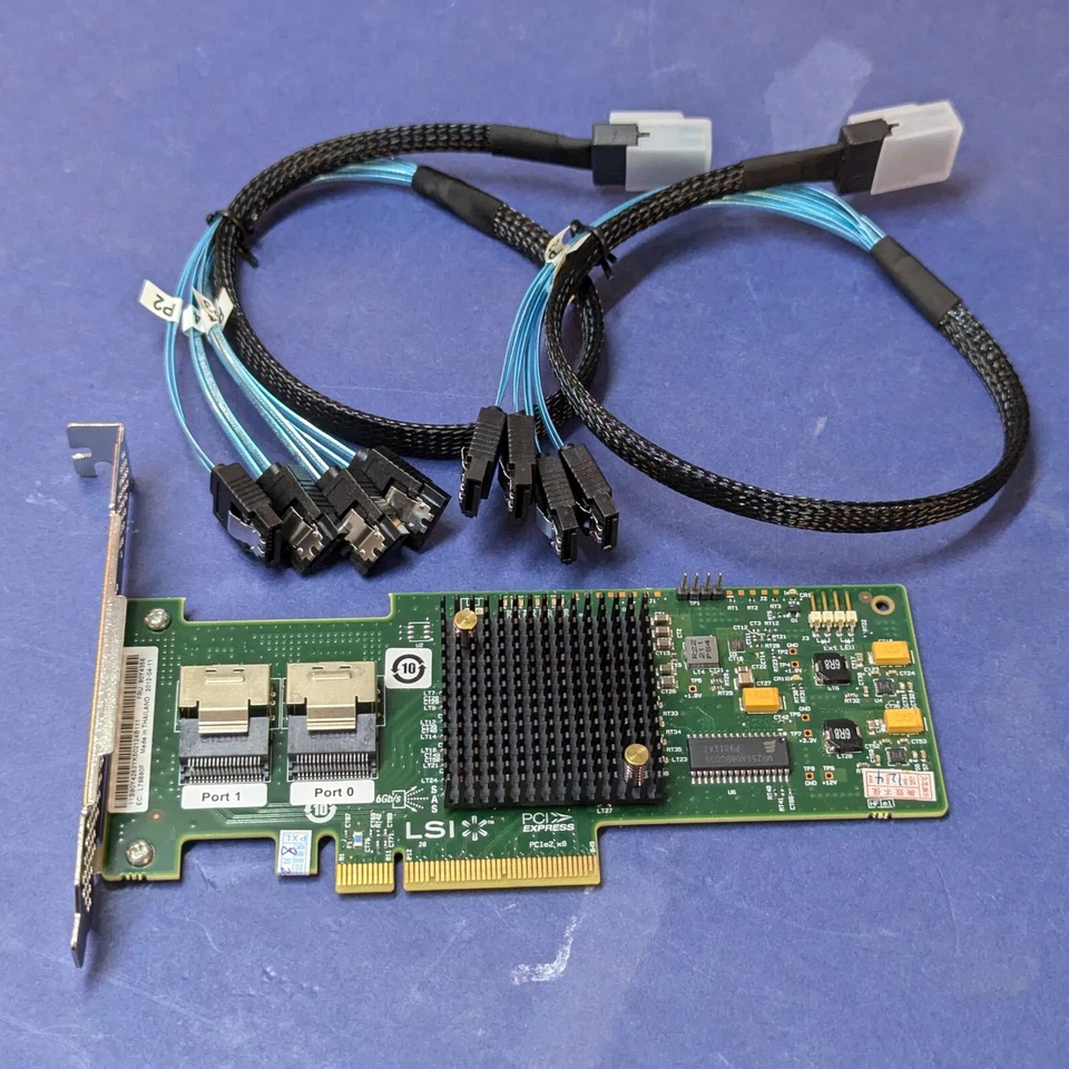 Homelab Server Upgrade Kit: LSI 6G SAS HBA, IT Mode Host Bus Adapter & Cables - Image 1 of 1