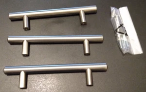 (3) Stainless Steel Drawer Pulls 6" Length 4" Screw Widge Modern Design - Picture 1 of 3