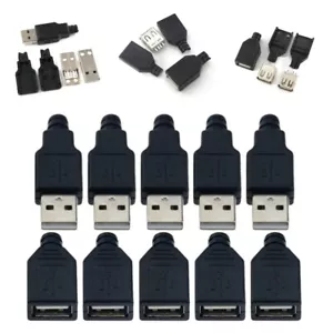 10Pcs USB Type A Connector Date Port Socket Male Female Plug Solder Adapter Kits - Picture 1 of 9