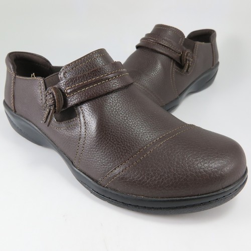 Mocassini Clarks ASHLAND nappa laterale donna taglia 7M marrone pelle testurizzata mocs