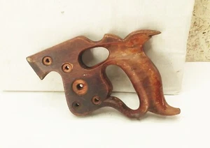 Vtg antique Disston hand saw wood handle 5 screw finger thumb hole D-8 Pre 1928 - Picture 1 of 10