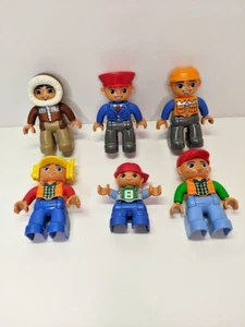 Lego Duplo Lot of 6 Different Figurines Pilot Construction Worker Eskimo Figure - Picture 1 of 8