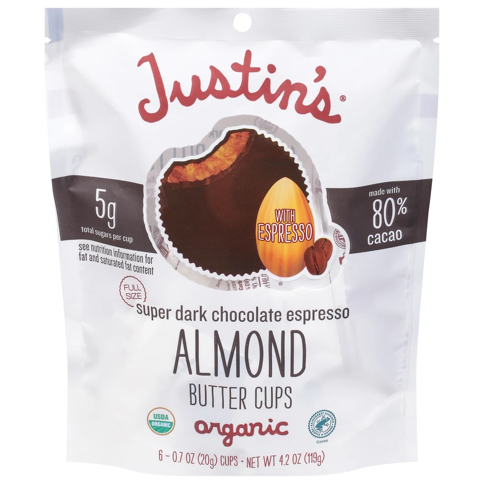Justins Cups Mantequilla de Almendras Oscuras Espresso 4.2 OZ (Paquete de 6) Foto 1 de 1