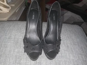 NEXT DAMENSCHUHE SCHWARZ SPITZE HOHER ABSATZ PEEPTOE GRÖSSE 7 EINMAL GETRAGEN - Bild 1 von 5